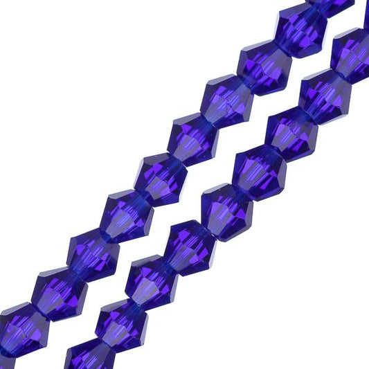 Crystal Lane Bicone 4mm Tr Dark Sapphire 2x7" Strand