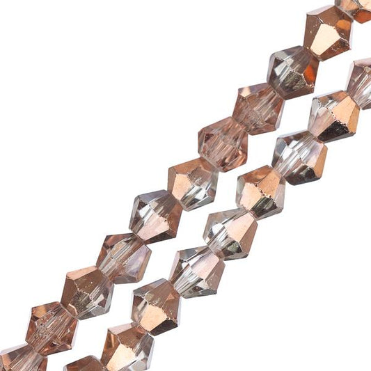 Crystal Lane Bicone 4mm Tr Half Copper Iris 2x7" Strand
