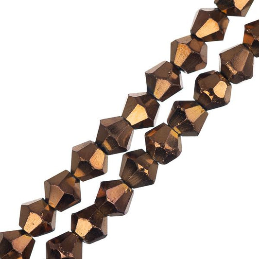 Crystal Lane Bicone 4mm Opaque Copper Iris 2x7" Strand
