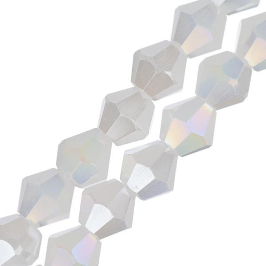 Crystal Lane Bicone 6mm Op White Matt AB 2x7" Strand
