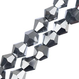 Crystal Lane Bicone 6mm Op Silver Iris 2x7" Strand