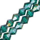 Crystal Lane Bicone 6mm Tr Dark Green AB 2x7" Strand