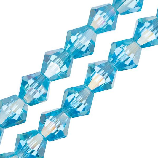 Crystal Lane Bicone 6mm Transparent Blue AB 2x7" Strand