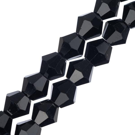 Crystal Lane Bicone 6mm Opaque Black 2x7" Strand
