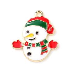 1" Snowman Enamel Metal Charm 5/pk