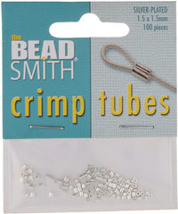 1.5mm Crimp Tubes Silver Plate 100/pk