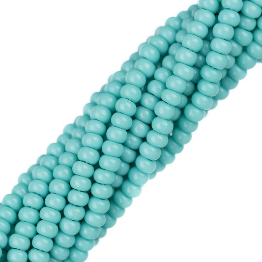 11/0 Czech Seed Beads #34910 Opaque Turquoise 6 Strand Hank
