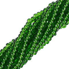 11/0 Czech Seed Beads #34930 Transparent Medium Green 6 Strand Hank