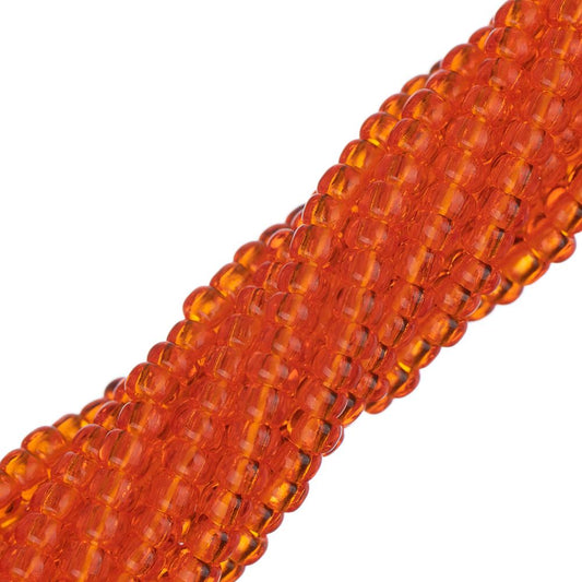 11/0 Czech Seed Beads #34942 Transparent Orange 6 Strand Hank