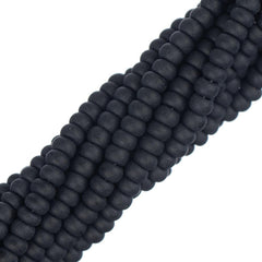 11/0 Czech Seed Beads #34943 Opaque Black Matte 6 Strand Hank