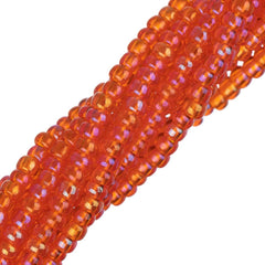 11/0 Czech Seed Beads #34947 Transparent Orange AB 6 Strand Hank