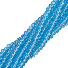 11/0 Czech Seed Beads #34952 Transparent Aqua AB 6 Strand Hank