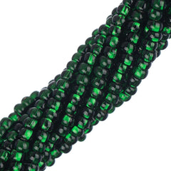 11/0 Czech Seed Beads #34981 Silver Lined Dark Green 6 Strand Hank