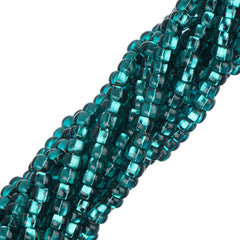 11/0 Czech Seed Beads #34982 Silver Lined Teal Green 6 Strand Hank