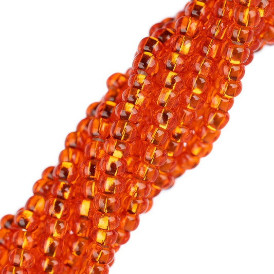 11/0 Czech Seed Beads #34983 Silver Lined Orange 6 Strand Hank