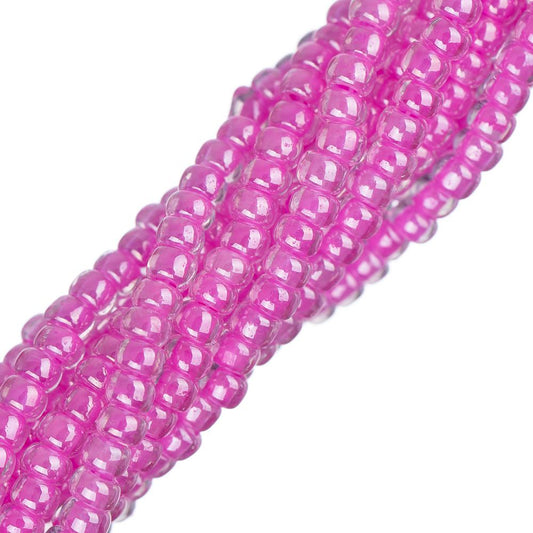 11/0 Czech Seed Beads #34993 Colour Lined Rose 6 Strand Hank