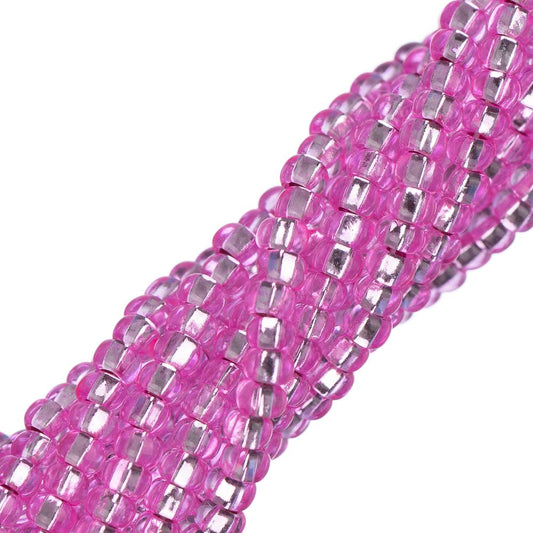 11/0 Czech Seed Beads #34999 Silver Lined Dark Rose 6 Strand Hank