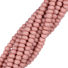 11/0 Czech Seed Beads #35019 Opaque Pink Solgel Dyed 6 Strand Hank