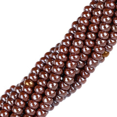 11/0 Czech Seed Beads #35033 Opaque Brown Luster 6 Strand Hank