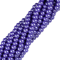 11/0 Czech Seed Beads #35035 Opaque Royal Blue Luster 6 Strand Hank