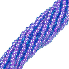 11/0 Czech Seed Beads #35058 Transparent Aqua Amethyst 6 Strand Hank