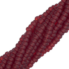 11/0 Czech Seed Beads #35075 Transparent Garnet Matte 6 Strand Hank