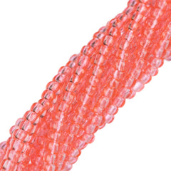 11/0 Czech Seed Beads #40010 Transparent Dark Rose Dyed 6 Strand Hank