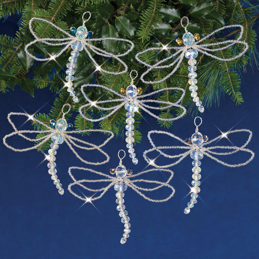 Solid Oak Nostalgic Christmas kit featuring Beaded dragonflies ornaments