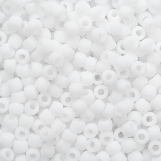 11/0 Toho Seed Beads #41F Opaque Frosted White 8-9g Vial