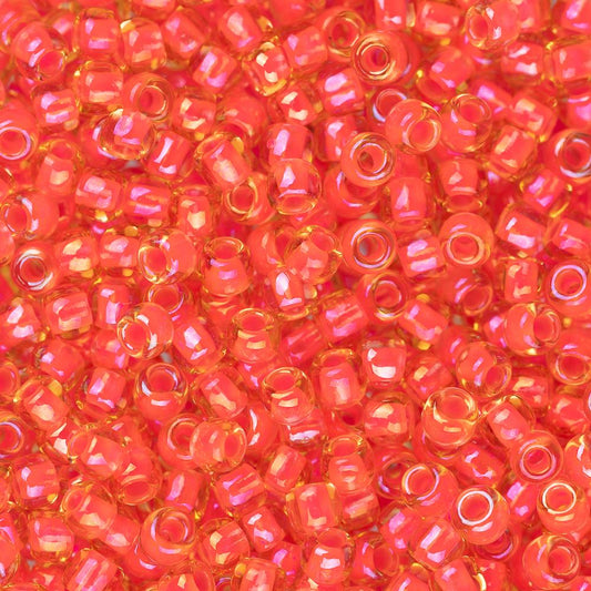 11/0 Toho Seed Beads #979 Luminous Light Topaz Neon Pink Lined 8-9g Vial