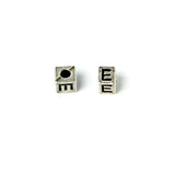 Metal Cube "E" Bead 7mm Antique Silver (Each)