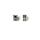 Metal Cube "H" Bead 7mm Antique Silver (Each)