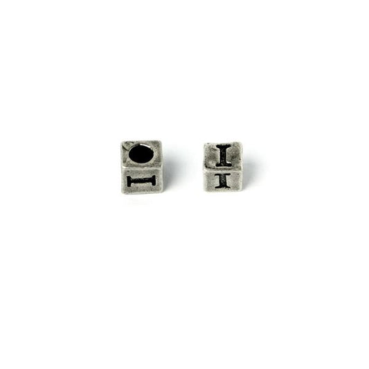 Metal Cube "I" Bead 7mm Antique Silver (Each)