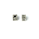 Metal Cube "S" Bead 7mm Antique Silver (Each)