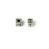 Metal Cube "T" Bead 7mm Antique Silver (Each)