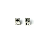 Metal Cube "U" Bead 7mm Antique Silver (Each)