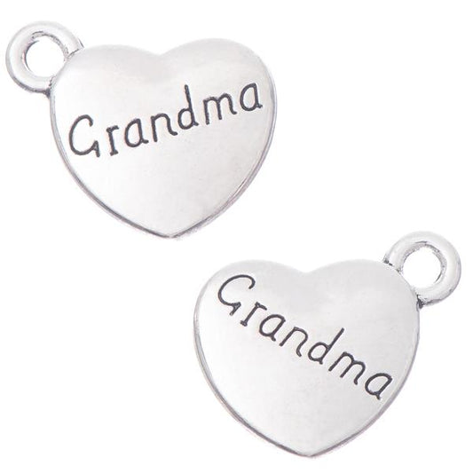 Grandma Heart Metal Charm 13x15mm 5/pk