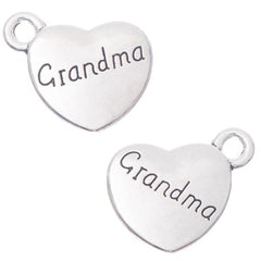 3/4" Grandma Heart Metal Charm 5/pk