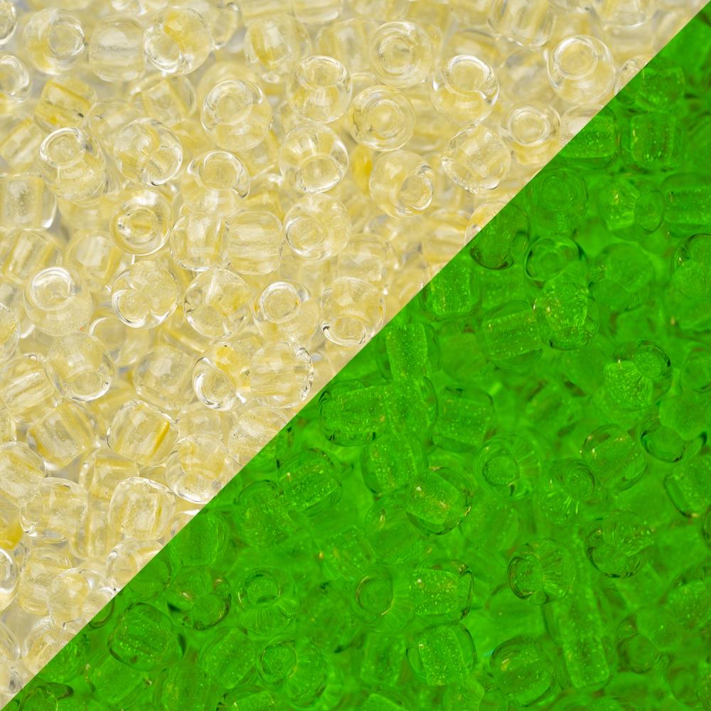 11/0 Toho Seed Beads #2721 Yellow Crystal / Bright Green 8-9g Vial