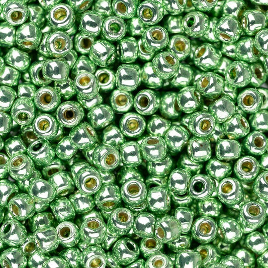 11/0 Toho Seed Beads #PF587 Permafinish Galvanized Green Apple 8-9g Vial
