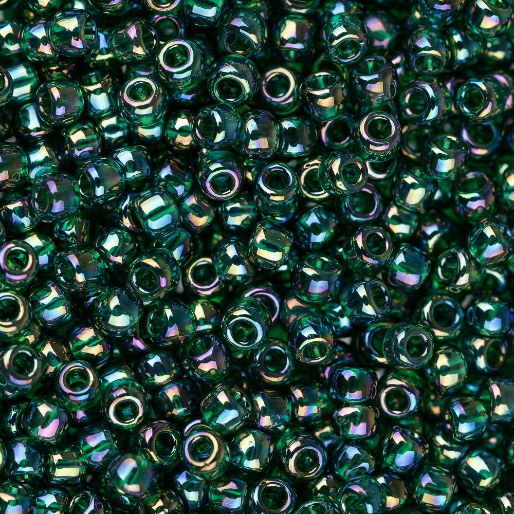 11/0 Toho Seed Beads #179 Transparent Rainbow Green Emerald 8-9g Vial