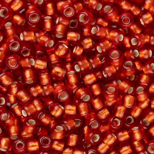 11/0 Toho Seed Beads #25F Silver Lined Frosted Light Siam Ruby 8-9g Vial