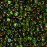 11/0 Toho Seed Beads #Y318F Transparent Frosted Peridot Picasso 8-9g Vial