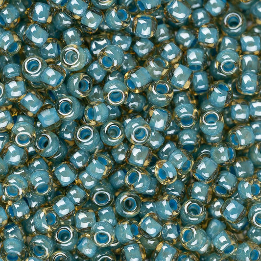 11/0 Toho Seed Beads #953 Turquoise Lined Jonquil 8-9g Vial