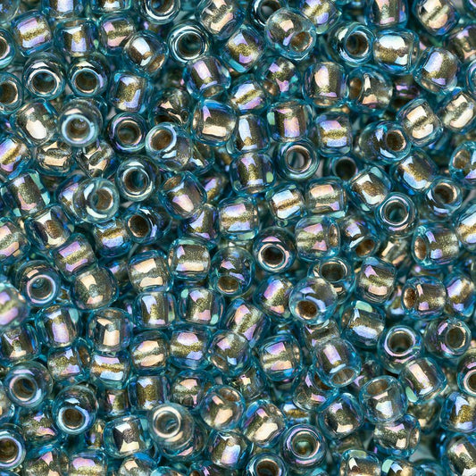 11/0 Toho Seed Beads #995 Gold Lined Rainbow Aqua 8-9g Vial