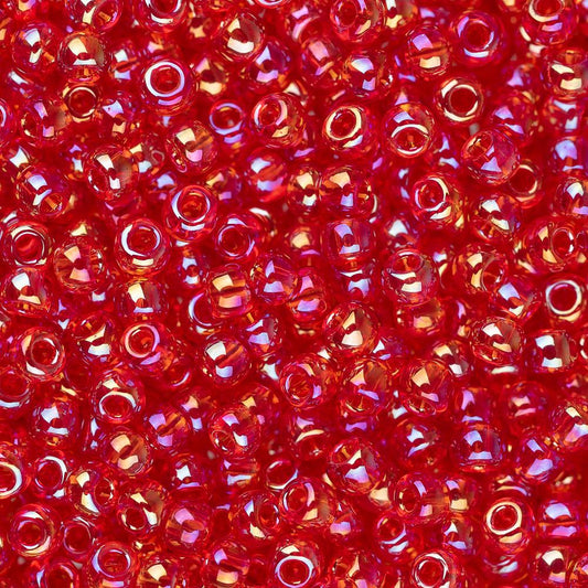 11/0 Toho Seed Beads #165B Transparent Rainbow Siam Ruby 8-9g Vial