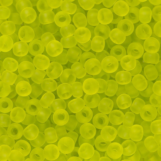 11/0 Toho Seed Beads #4F Transparent Frosted Lime Green 8-9g Vial