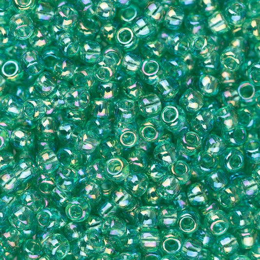 11/0 Toho Seed Beads #164B Transparent Rainbow Dark Peridot 8-9g Vial