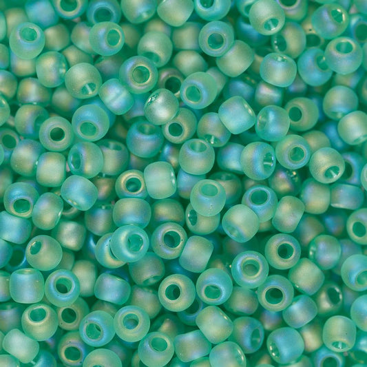 11/0 Toho Seed Beads #164BF Transparent Rainbow Frosted Dark Peridot 8-9g Vial