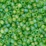11/0 Toho Seed Beads #167F Transparent Rainbow Frosted Peridot 8-9g Vial